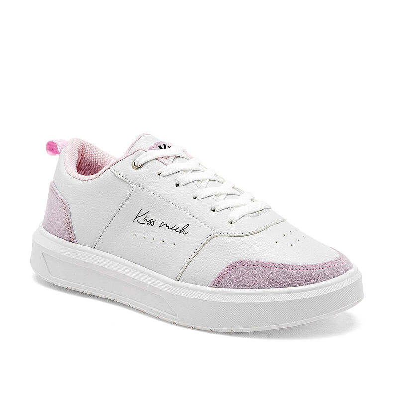 K&uuml;ss mich Tenis urbano para mujer. Blanco rosa image number null