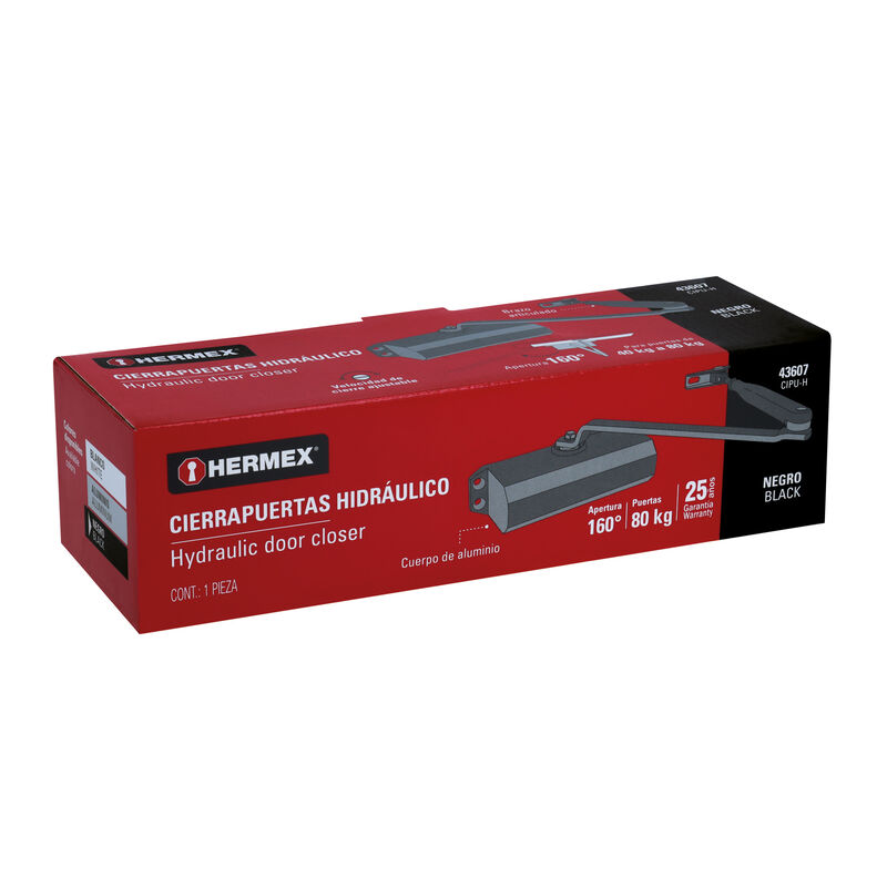 Cierrapuertas Hidráulico Color Negro Hermex image number null