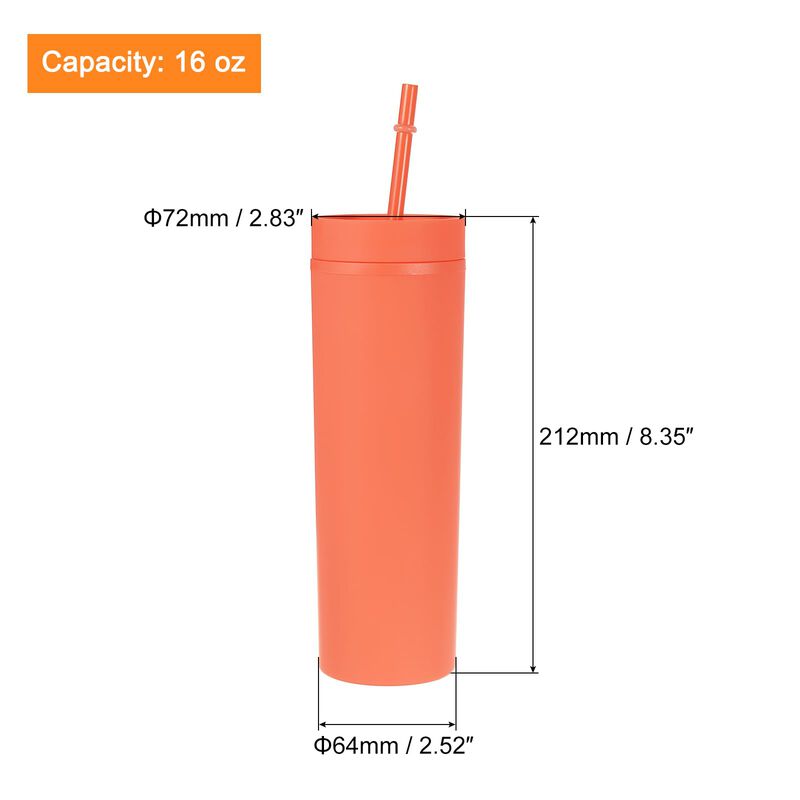 Vaso Termo Uxcell 450 ml Naranja Mate Con Tapa ... image number null