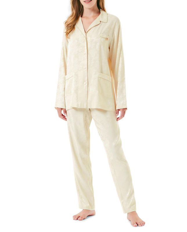 Pijama de Raso Jacquard para Mujer Cava image number null