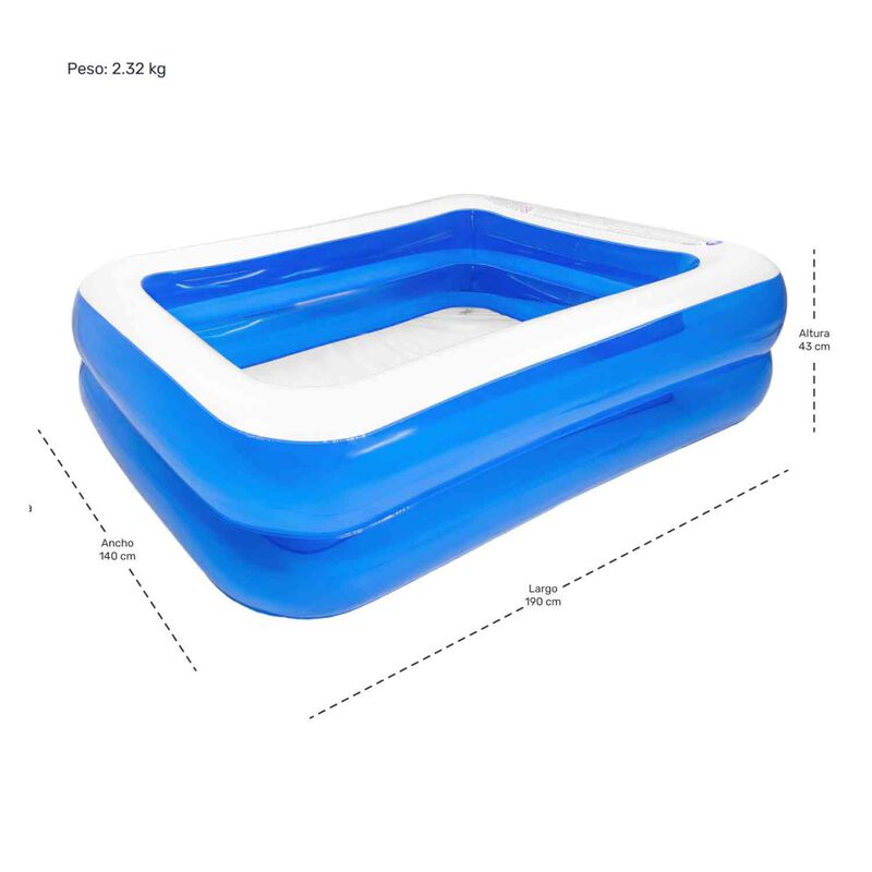 Alberca Inflable Rectangular Familiar 440l 190x... image number null