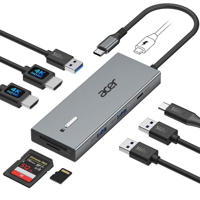 Estaci&oacute;n De Carga Usb C Acer Dual Hdmi 4k 100w ... image number null