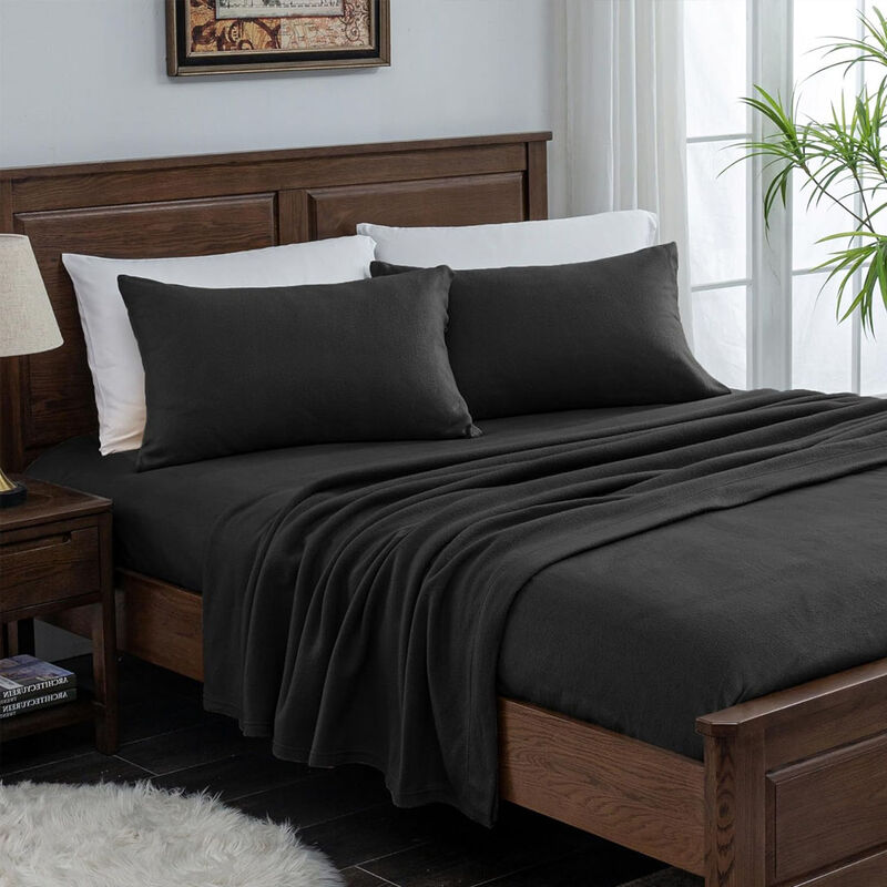 Juego de S&aacute;banas Polar Matrimonial Negro T&eacute;rmic... image number null