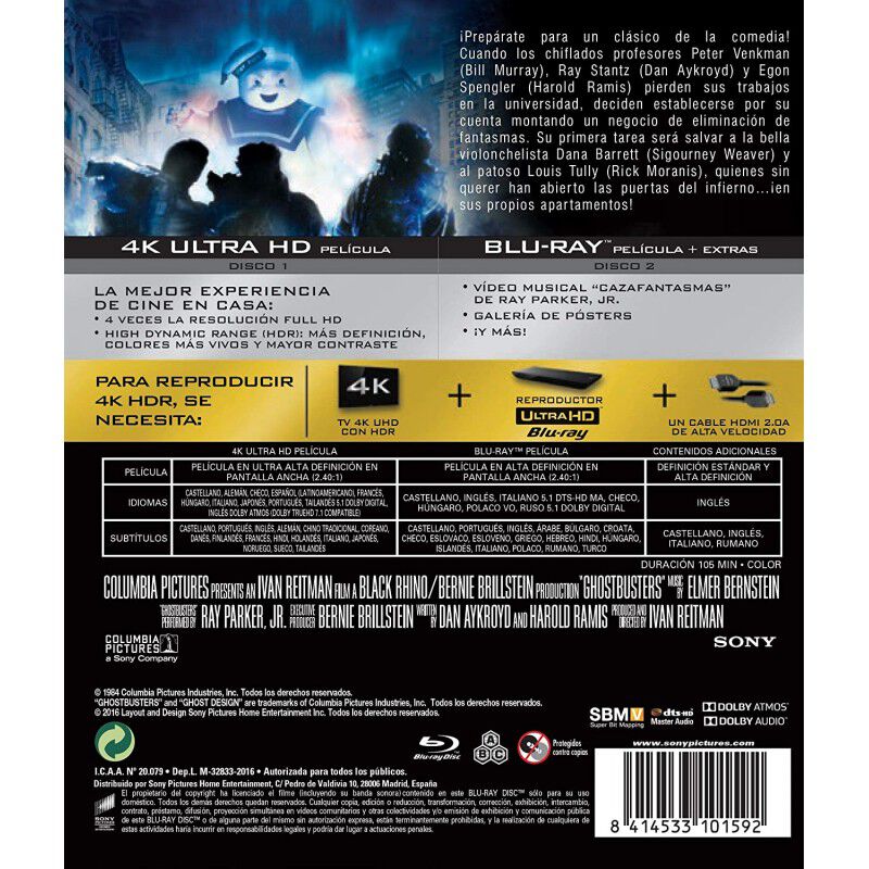 Los Cazafantasmas. 1984 (4k Ultra Hd) [blu-ray] image number null