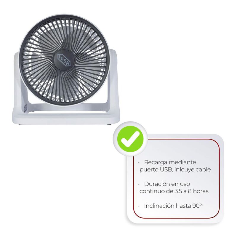 Ventilador Personal Recargable, 8", Blanco, Ius... image number null