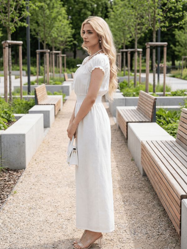 Jumpsuit Largo Fluido Malabis Ves-1044 Blanco T... image number null