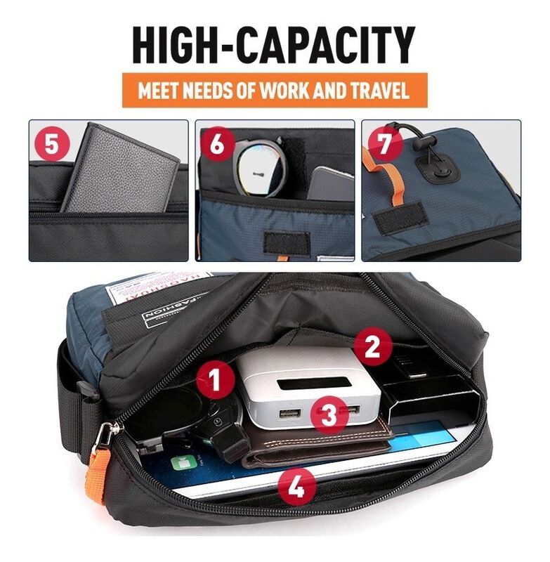 Bolso Mensajero Nailon Impermeable Hombre image number null