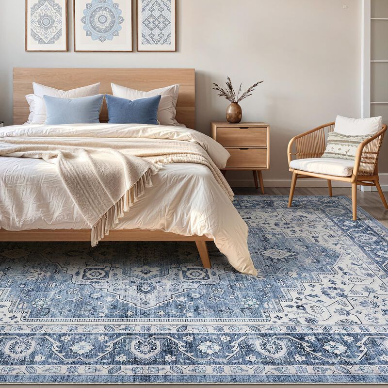 Alfombra Loongrug 178x229 cm Lavable Boho Azul ... image number null