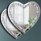 Espejo Dmdfirst De Cristal Plateado Con Forma De Coraz&oacute;n, 30 X 30 Cm, Paquete De 2