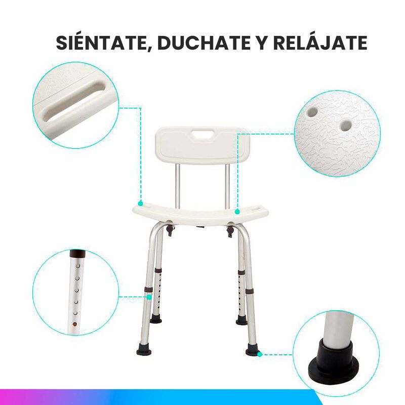 Banco Para Ducha Con Respaldo | Silla Para Tina... image number null