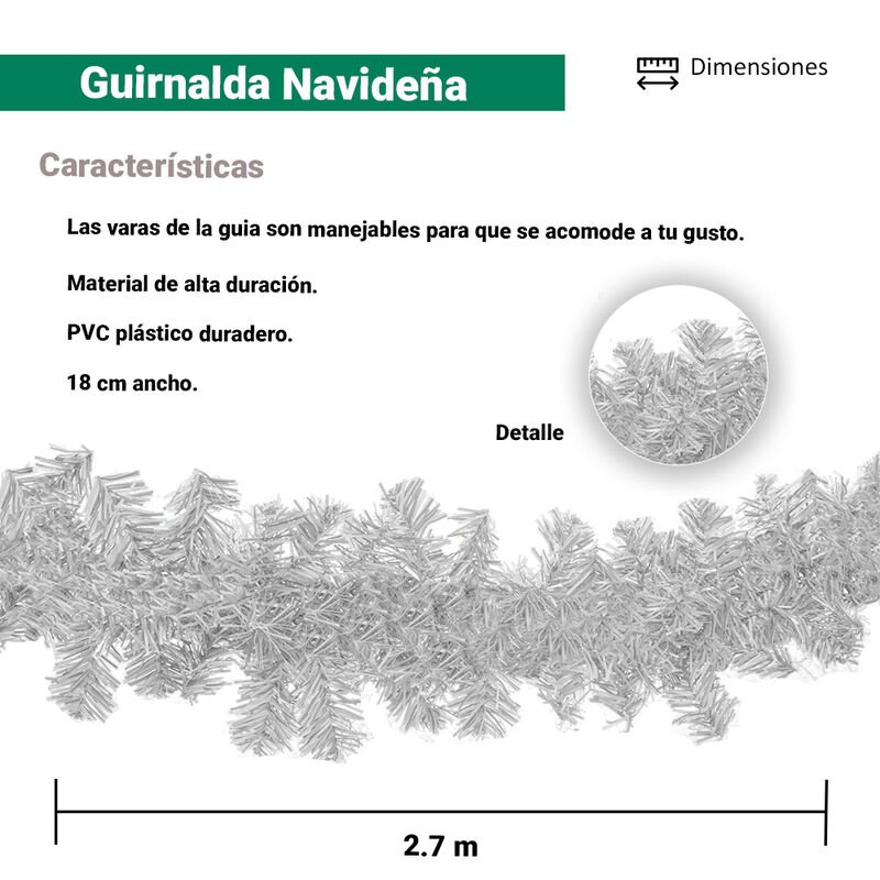 Gu&iacute;a Guirnalda Pino-Navide&ntilde;a Color Blanco Decor... image number null