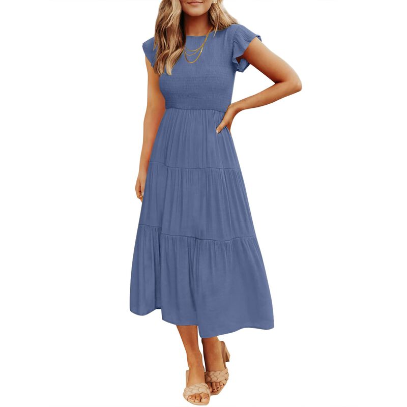 Vestido Midi Zesica Azul Polvo Talla Media Con ... image number null