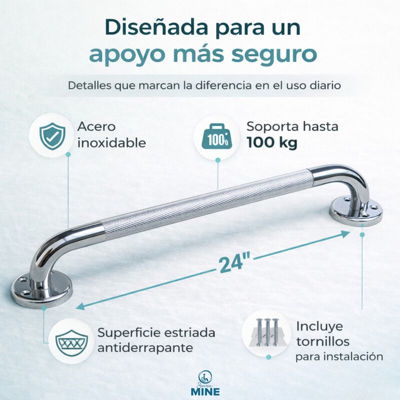 Barra Seguridad Para Ba&ntilde;o 24" (60cm) En Acero I... image number null