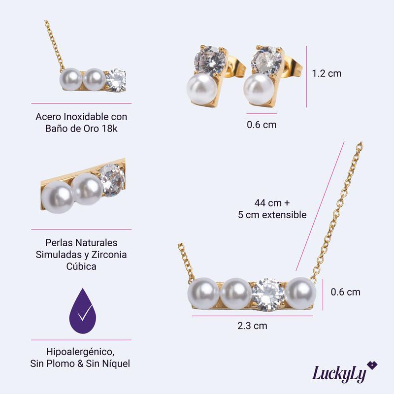 Joyer&iacute;a Mujer Oro 18k Fina, Set Collar Aretes P... image number null