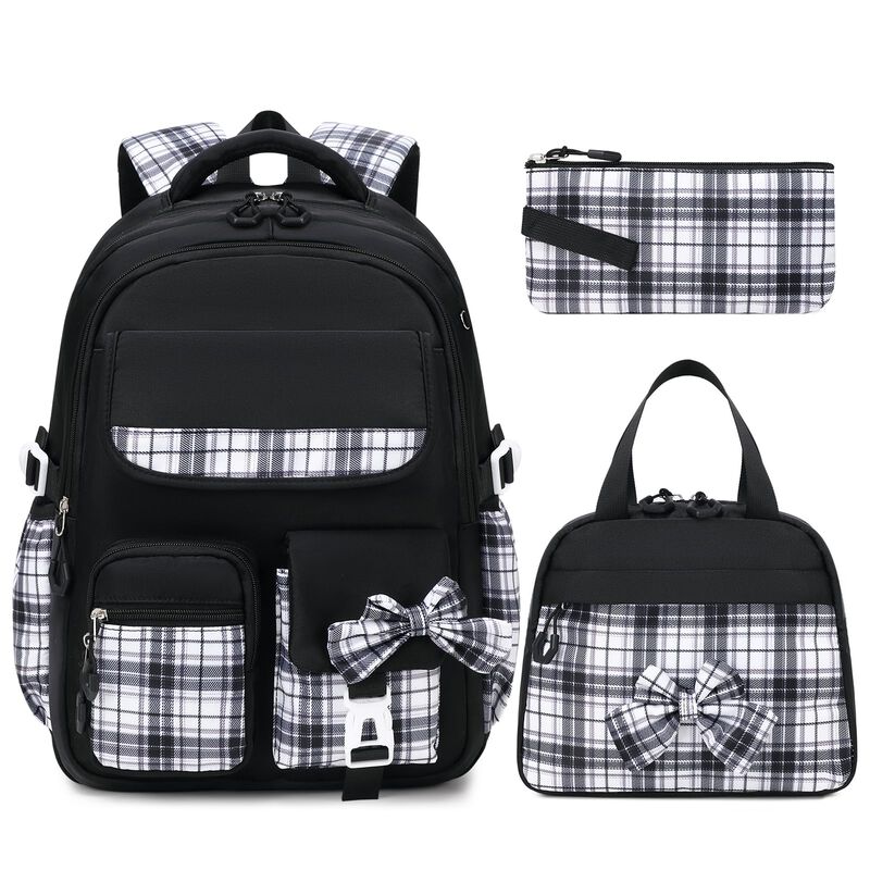 Mochila Geewin 43 Cm Con Lazo A Cuadros &ndash; Set D... image number null