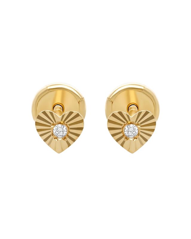 Broqueles De Corazon En Oro Amarillo 14k Con 1p... image number null