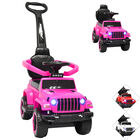 Montable Electrico para Ni&ntilde;os H&iacute;brido con Bast&oacute;n y Pedal Acelerador Barras de Seguridad Luces Bater&iacute;a 6v - Rosa