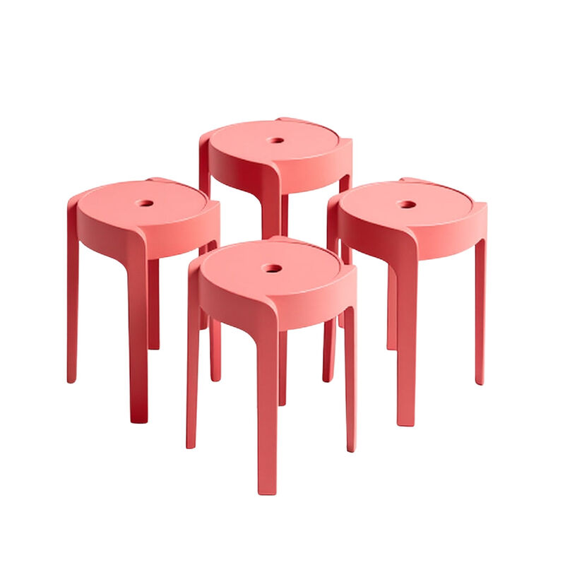Set de 4 Bancos de Pl&aacute;stico Apilables &ndash; Color R... image number null