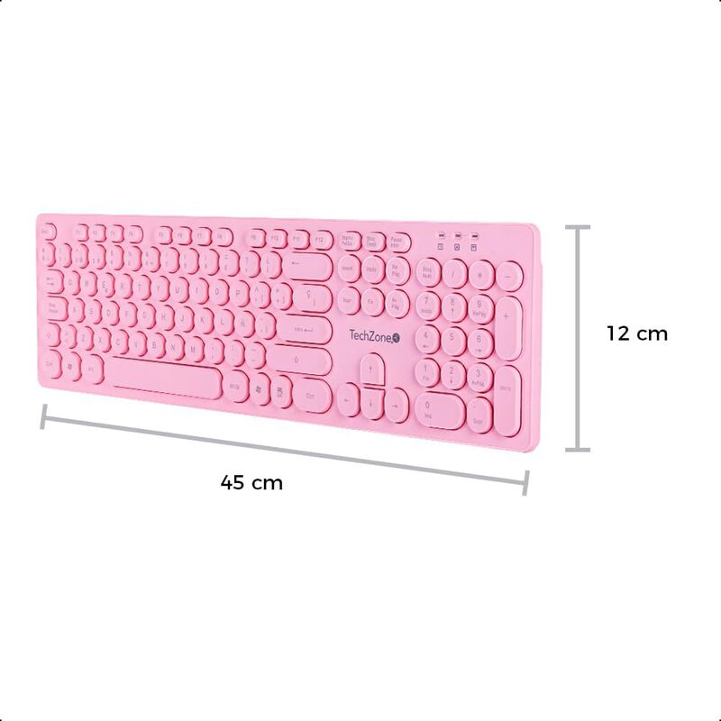 TechZone Pop Kit Pink Teclado y Mouse Inalámbri... image number null