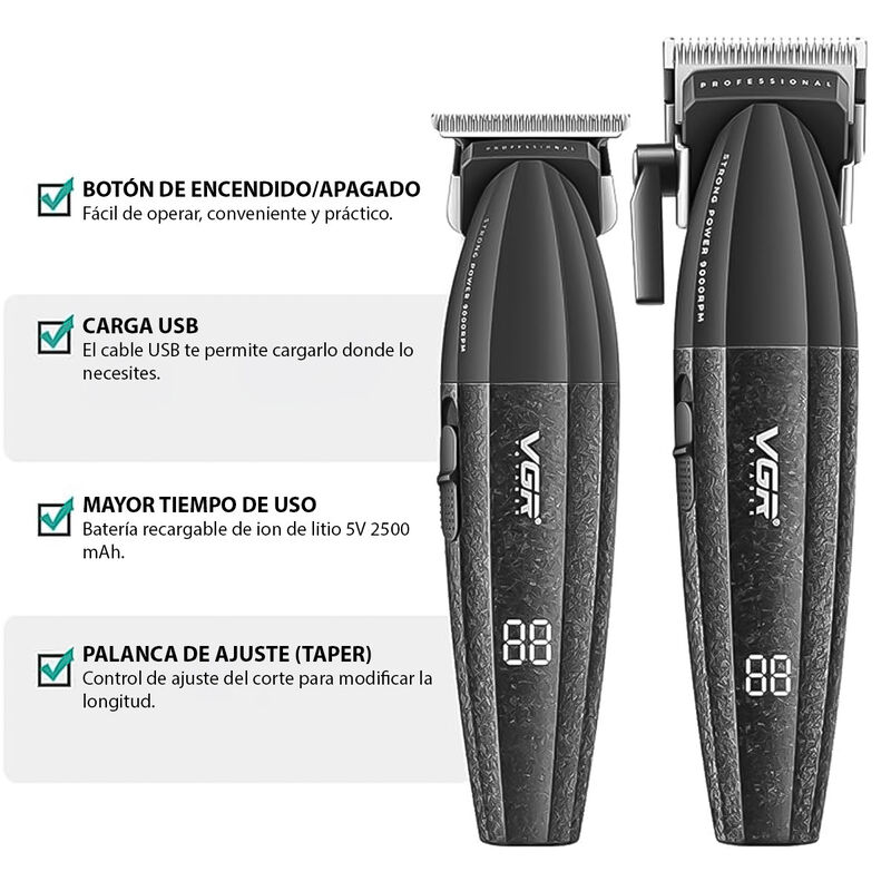 Kit de Barber&iacute;a Profesional VGR V-640 Clipper Y... image number null