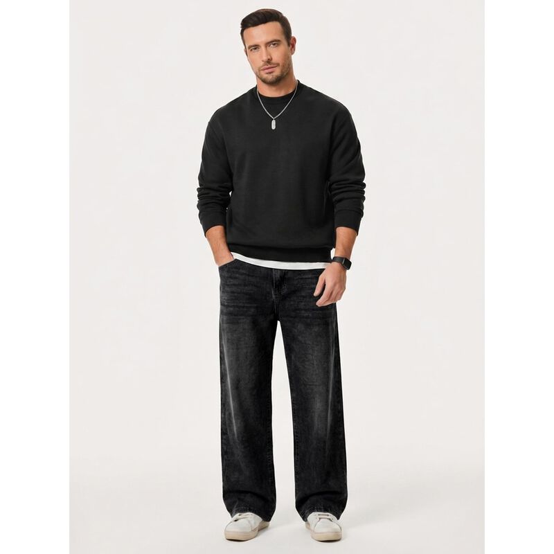 Pantalones Vaqueros JMIERR Estilo Holgado Negro... image number null