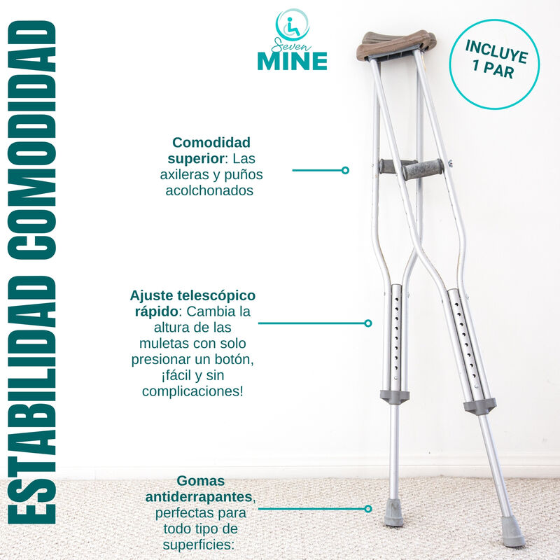 Muletas Axilares Ajustables De Aluminio SC-801 ... image number null