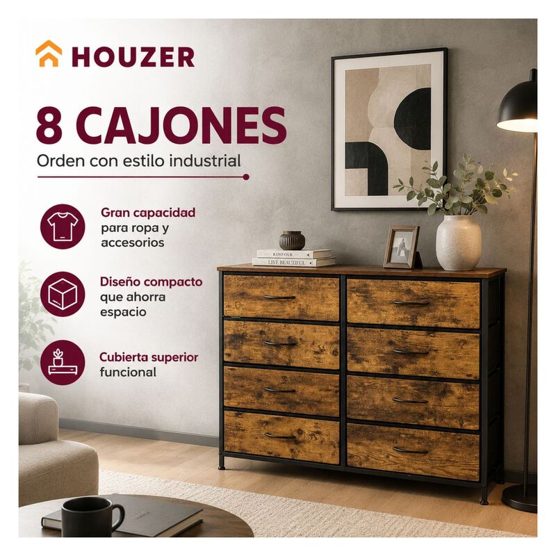 Comoda Cajonera Industrial Country 8 Cajones Or... image number null