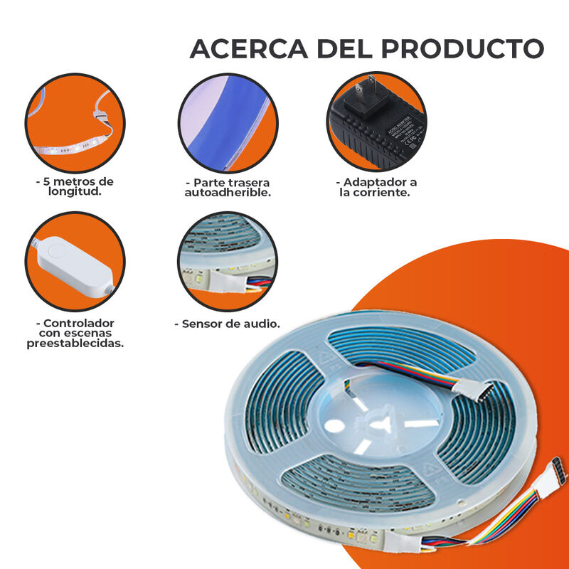 Tira Led Rgb Wifi 5 Metros Interior Tecnolite C... image number null