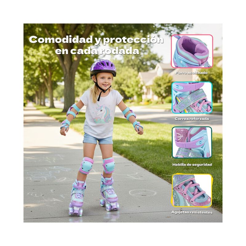 Patines 4 Ruedas Luz Led Ajustables Ni&ntilde;as Ni&ntilde;os... image number null