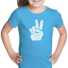Camiseta Word Art Para Ni&ntilde;a - Dedos de Paz - Turquesa
