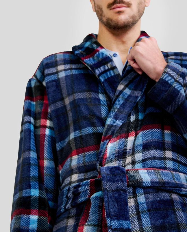 Bata de Cuadros Azules para Hombre Marino image number null