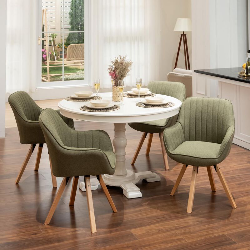 Silla Giratoria 360&deg; Con Brazos, Tapizada En Te... image number null