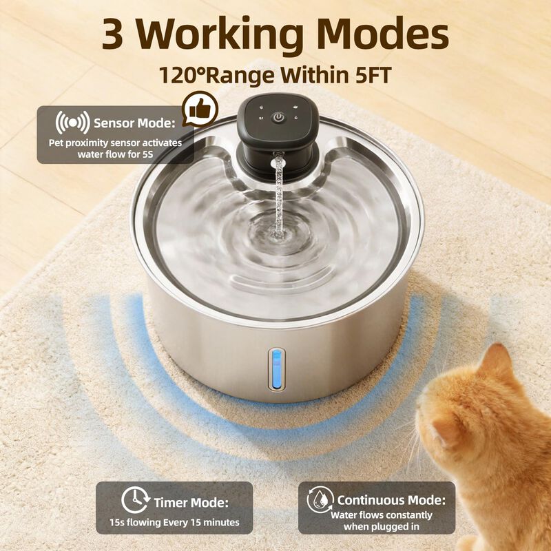 Fuente Para Gatos Jzla Pro Wireless 3,2 l Acero... image number null