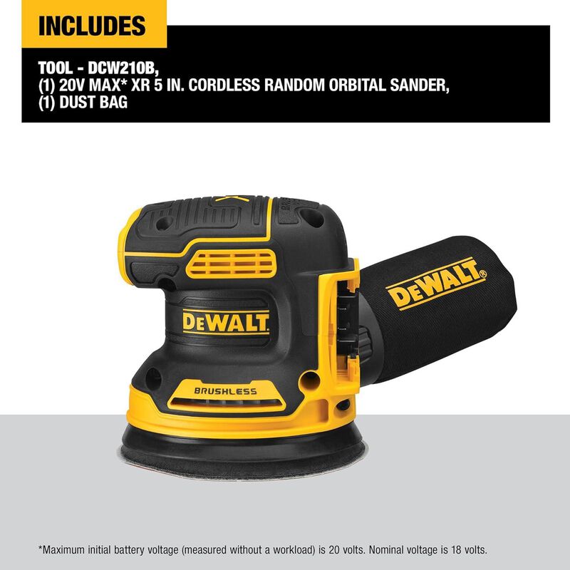 Lijadora Orbital Dewalt Dcw210b 5" 20v Max Xr S... image number null