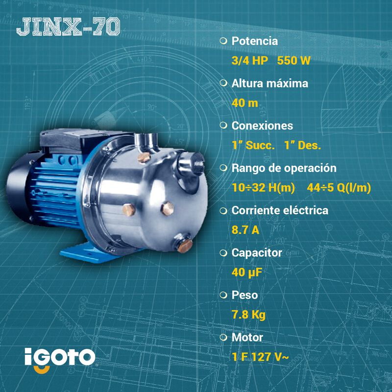 Bomba Electrica Tipo Jet 3/4 Hp Acero Inoxidabl... image number null