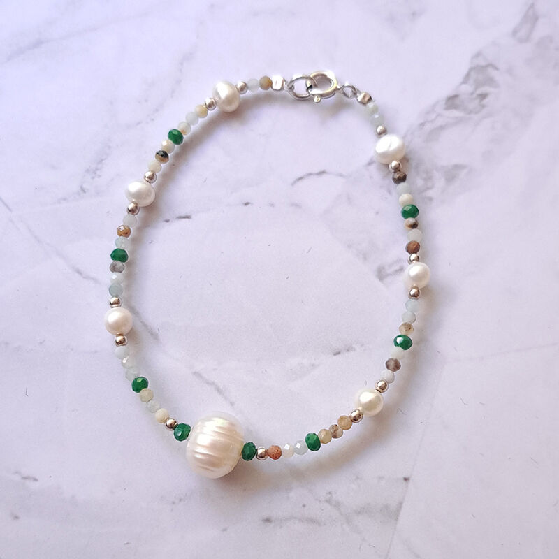 Pulsera amazonita con calcedonia verde y perla image number null