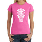 Camiseta Word Art Para Mujer - G&eacute;neros Musicales Guitar Head- Rosa