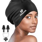 Gorro De Nataci&oacute;n Hiacos Para Pelo Largo Impermeable Negro