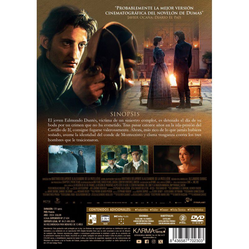 El Conde de Montecristo [DVD] (2024) Le Comte d... image number null