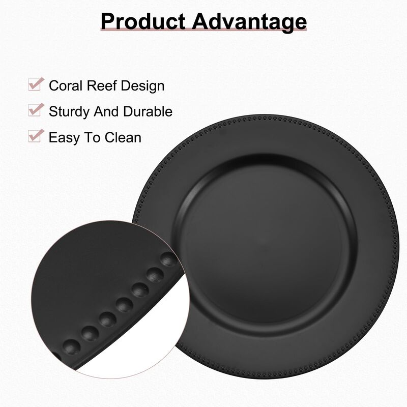 Platos Cargadores Uxcell Negros De 33 cm &ndash; Pack... image number null