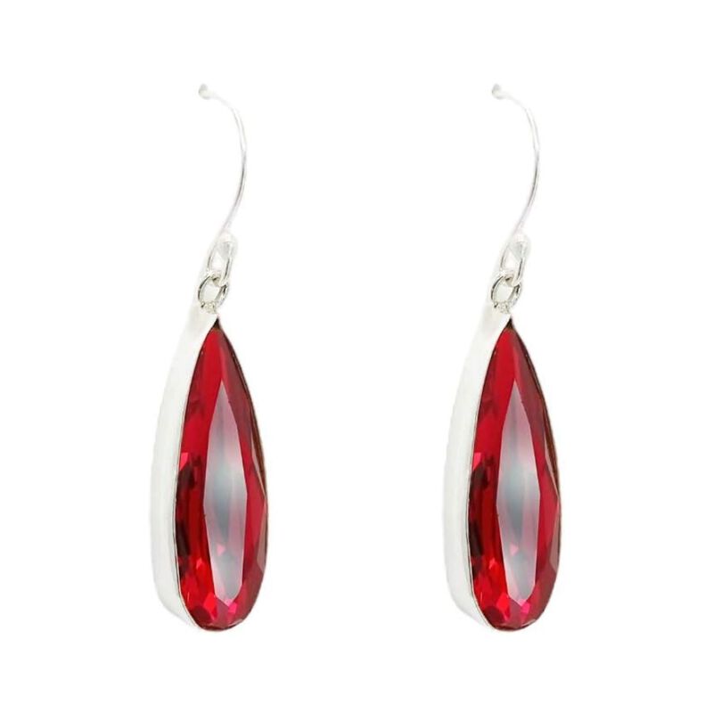 Collar y aretes Gota Rojo 30mm con plata .925 Z... image number null