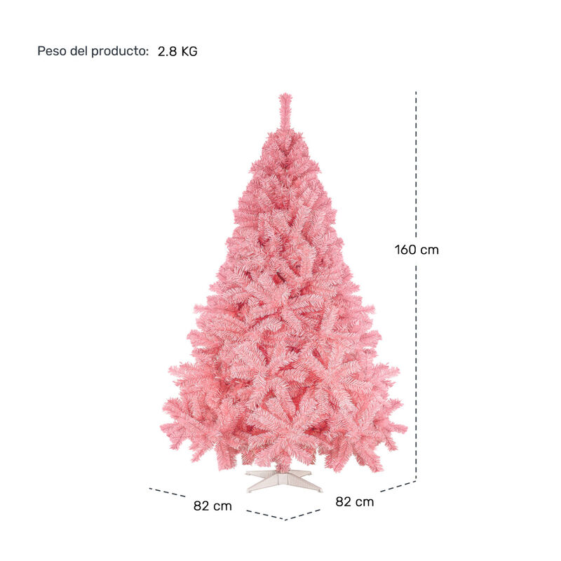 &Aacute;rbol De Navidad Rosa 1.6 Metros 650 Ramas Pino... image number null
