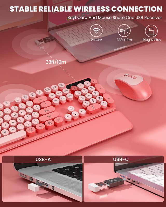 Teclado Y Rat&oacute;n Inal&aacute;mbricos Trueque Cute Typew... image number null
