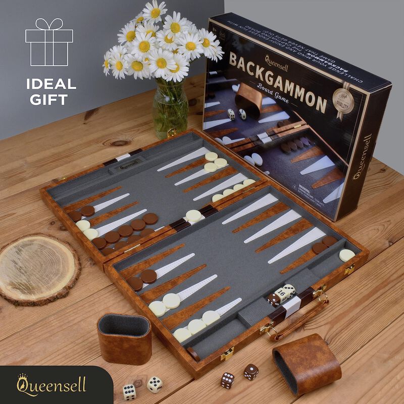 Set De Backgammon De Piel Queensell De 19 X 15 ... image number null