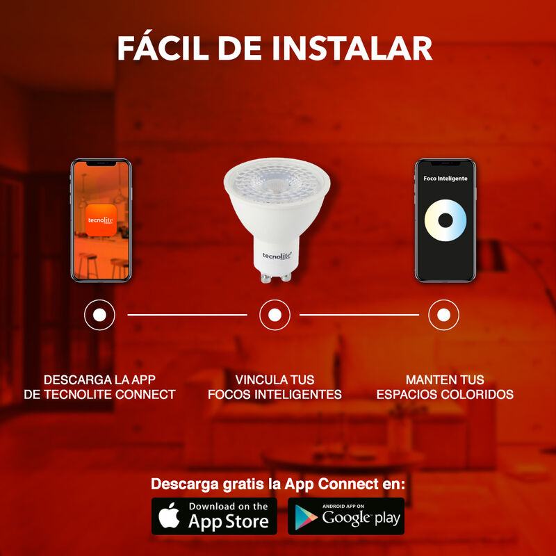 Foco Inteligente Led 5w Gu10 Atenuable Tecnolit... image number null