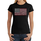 Camiseta Word Art Para Mujer - Bandera Americana de los 50 Estados- Negro