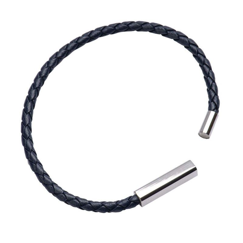 Brazalete Hombre Cuero Piel Pulsera Acero Inoxi... image number null