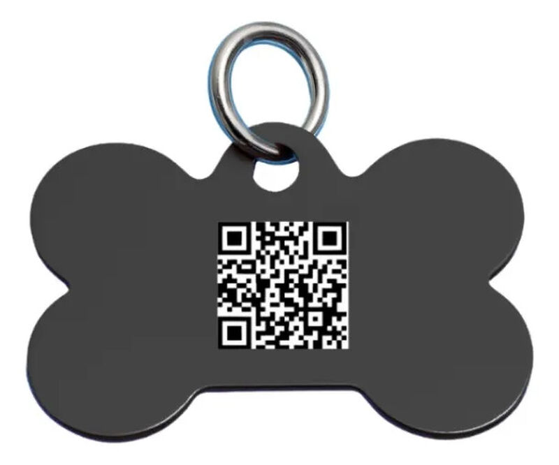 Placa Mascota Qriosa Hueso Negro image number null