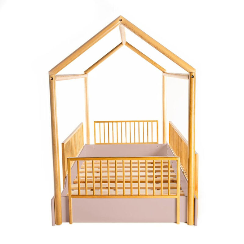 Cama Casa de Madera Montessori Individual Rosa ... image number null