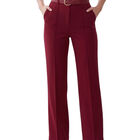 Pantal&oacute;n De Vestir, Corte Elegante Y Pierna Ancha Panta-1021 Vino Casual Chic Para Mujer